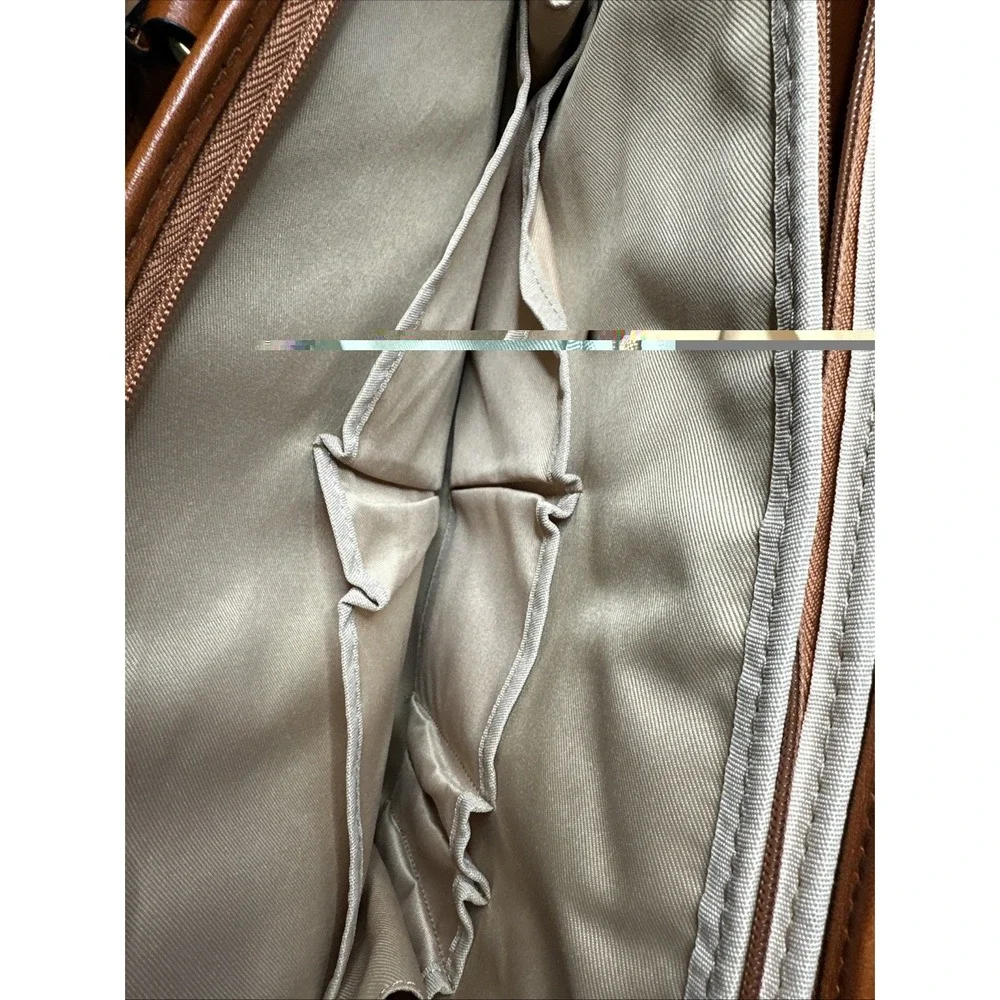 Banuce Whole Grain Italian Leather Business Computer Bag Brown W/Strap